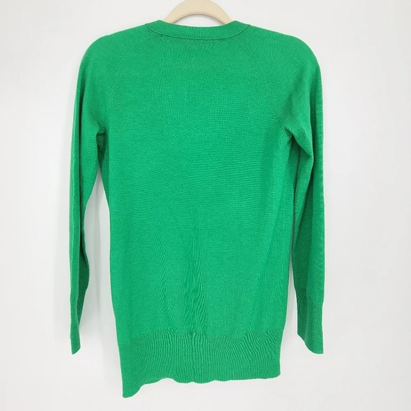 Crew 100% Merino Wool Front Pocket Cardigan Sweater Green xsmall - Picture 2 of 7